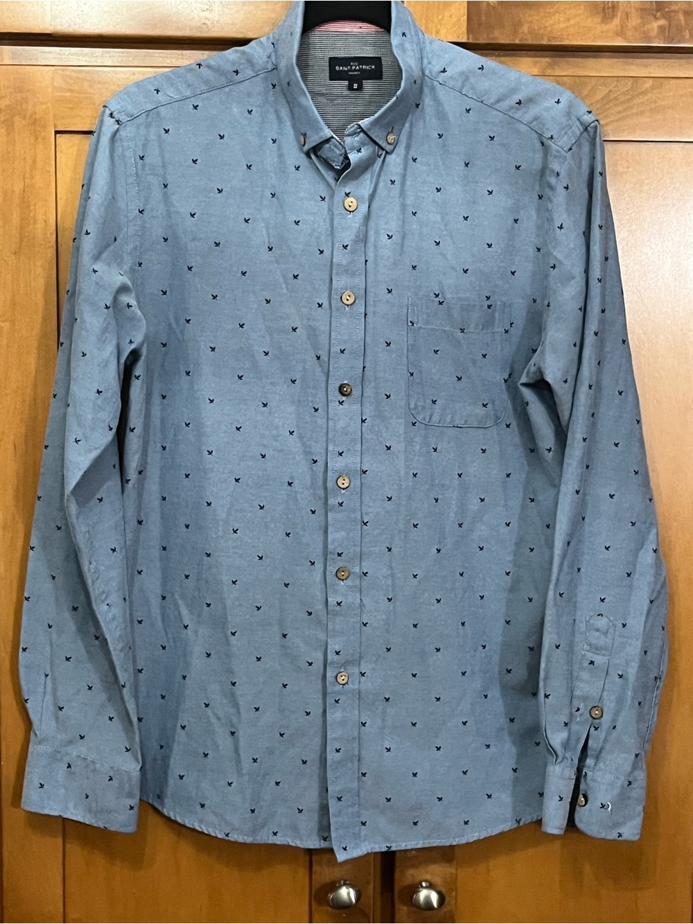 Rue Saint-Patrick Montreal Blue Printed Oxford Shirt Medium